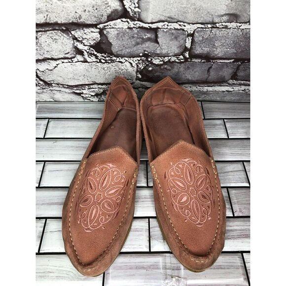 Jacques Levine 1936 Pink Suede Leather Floral Pointed Toe Flats Women Sz 10M US - Picture 3 of 16